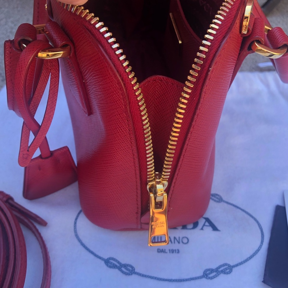PRADA~Red Saffiano Mini BB Crossbody Promenade Bag - Picture 12 of 16